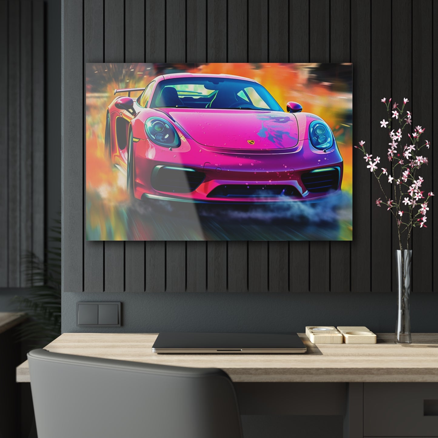 Acrylic Prints Pink Porsche water fusion 4