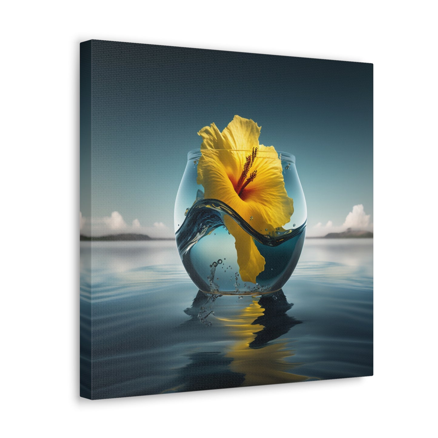 Canvas Gallery Wraps Yellow Hibiscus glass 4