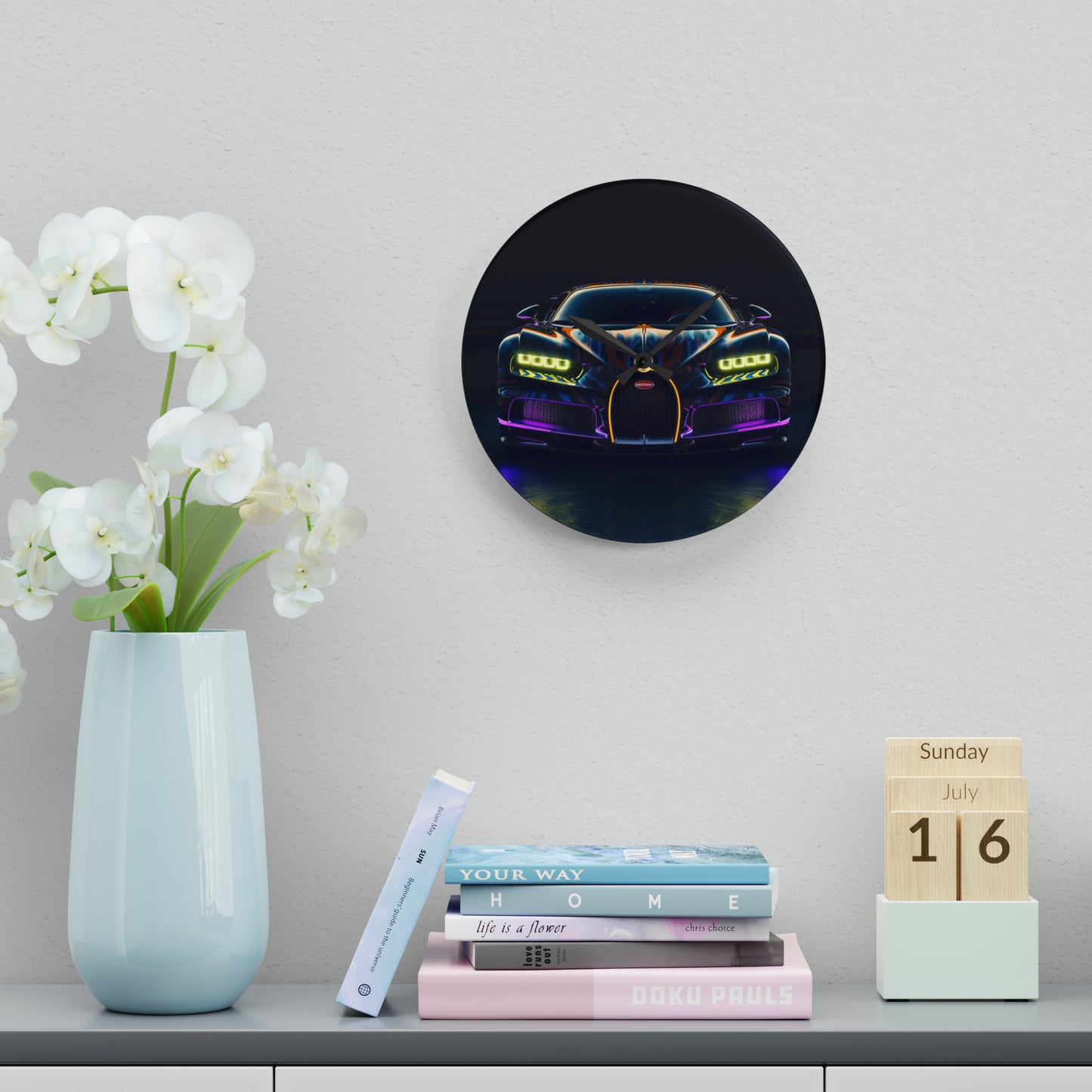 Acrylic Wall Clock Hyper Bugatti Chiron 3