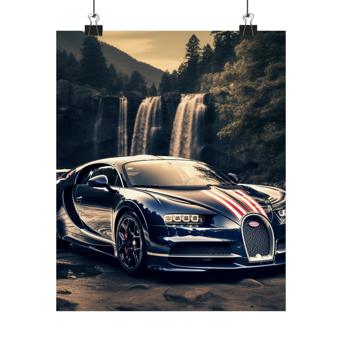 Premium Matte Vertical Posters Bugatti Waterfall 2