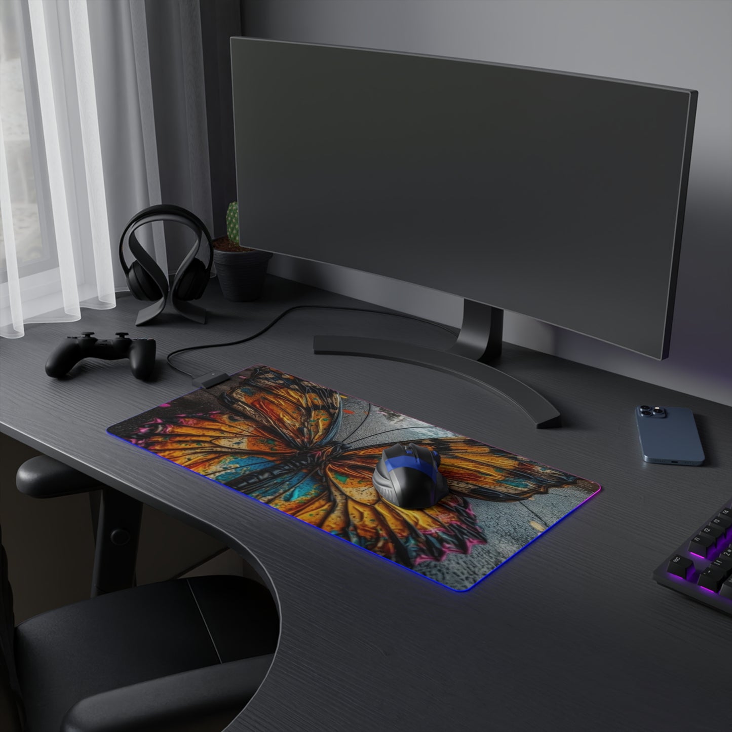 LED Gaming Mouse Pad Liquid Street Butterfly 1