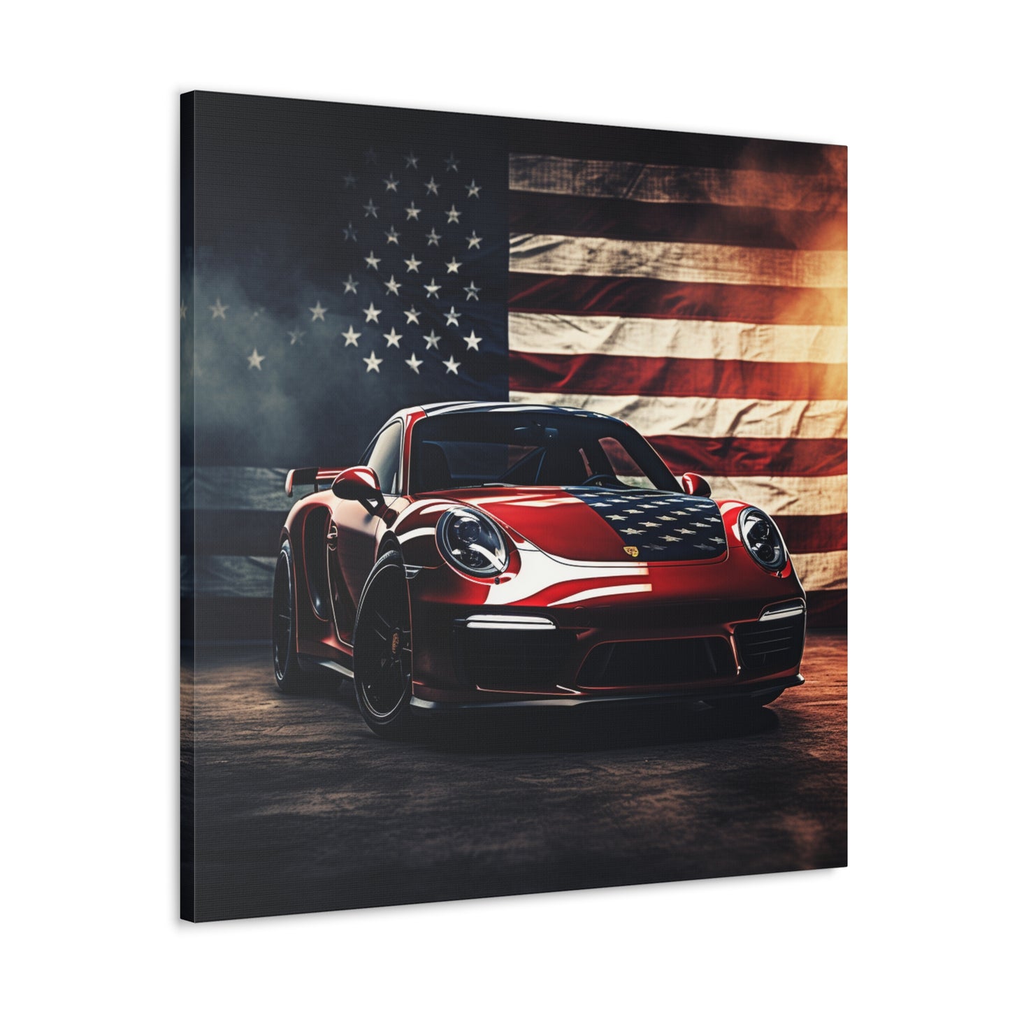 Canvas Gallery Wraps American Flag Background Porsche 2