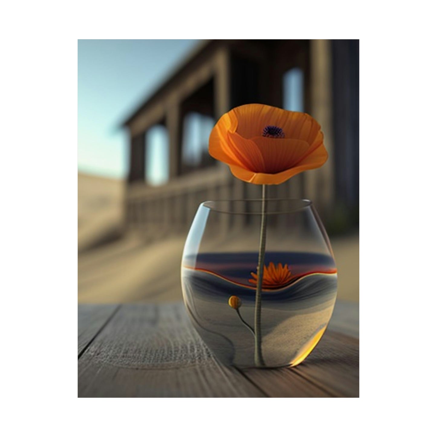 Premium Matte Vertical Posters Poppy in a Glass Vase 4