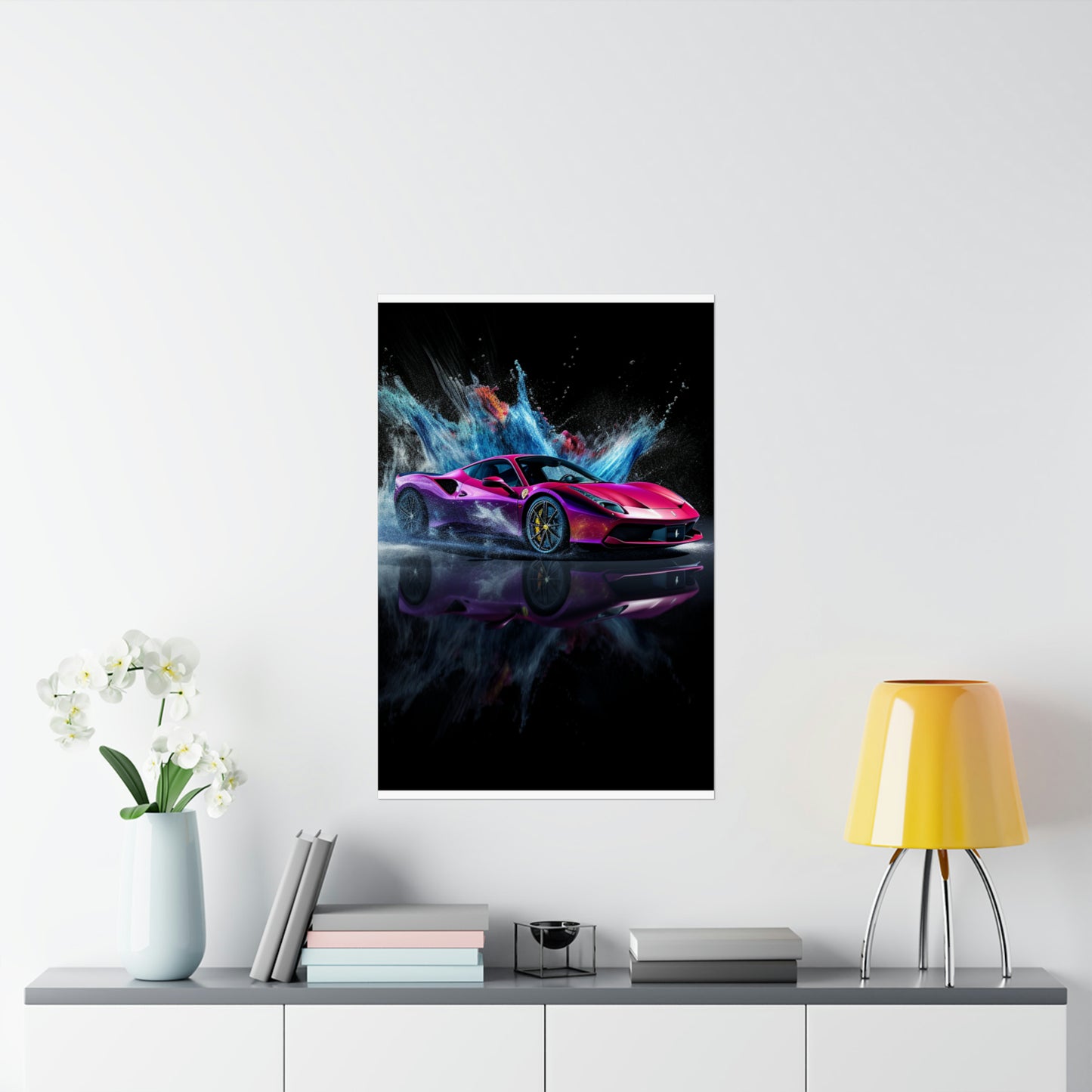 Premium Matte Vertical Posters Ferrari Water Splash 4