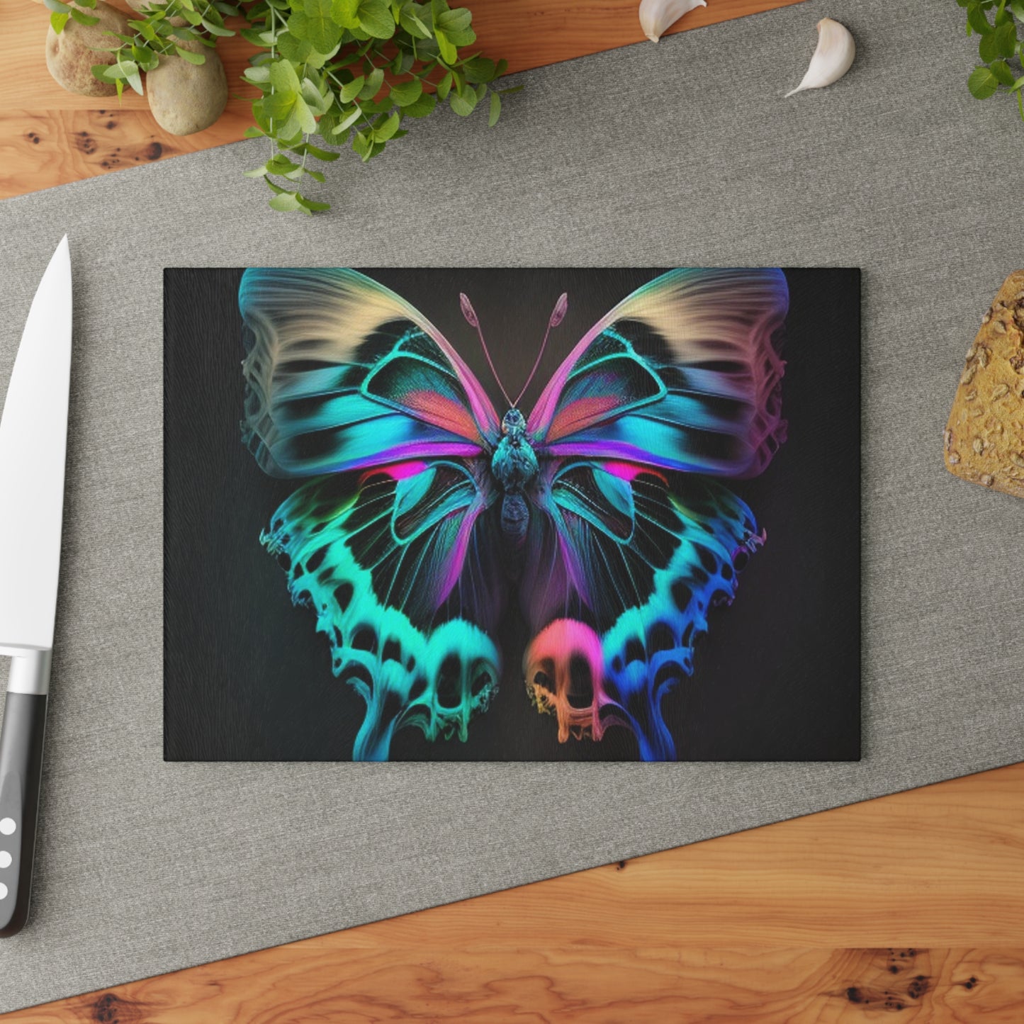 Glass Cutting Board Neon Butterfly Fusion 2