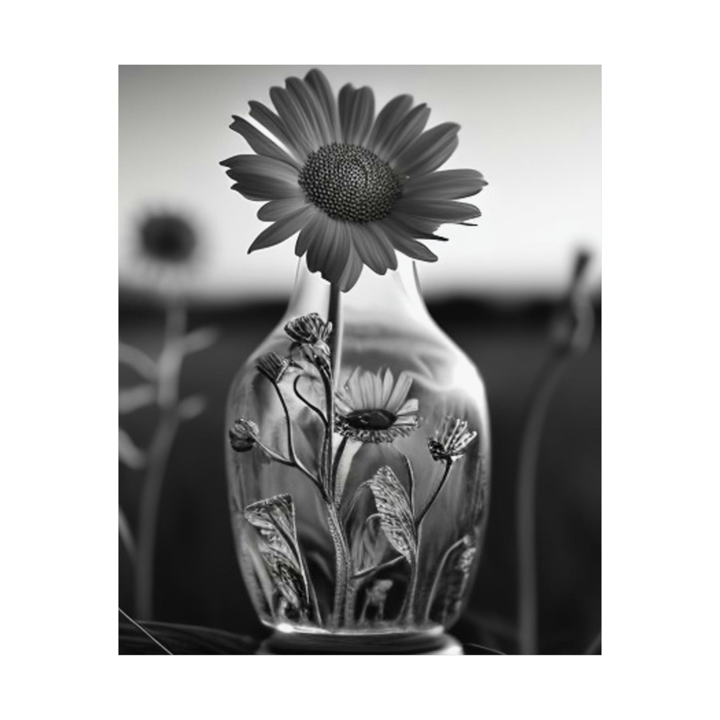 Premium Matte Vertical Posters Yellw Sunflower in a vase 2