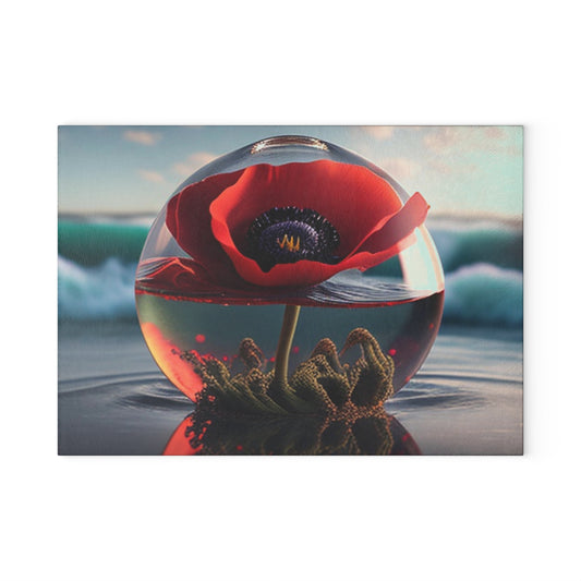 Glass Cutting Board Red Anemone in a Vase 4