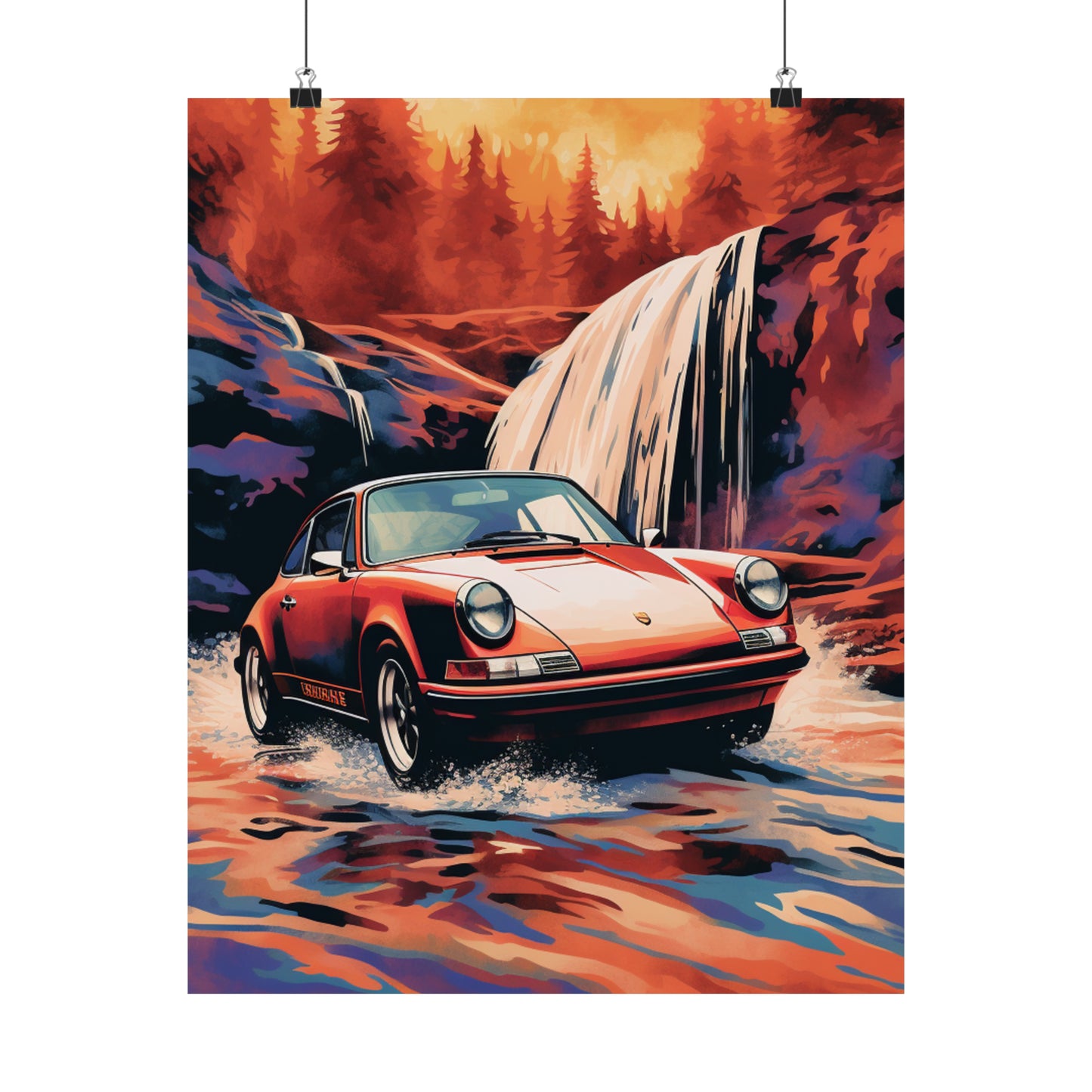 Premium Matte Vertical Posters American Flag Porsche Abstract 4