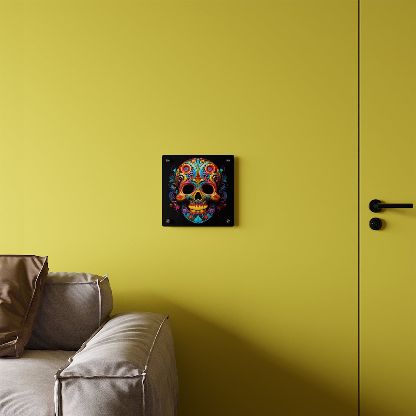 Acrylic Wall Art Panels Macro Skull Color 1