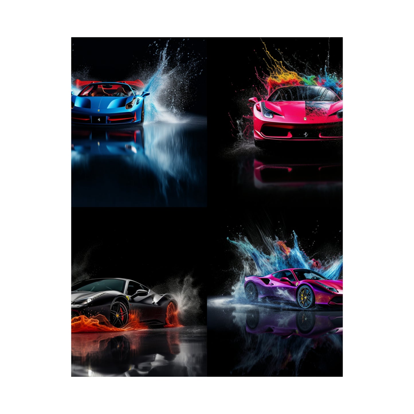 Premium Matte Vertical Posters Ferrari Water Splash 5