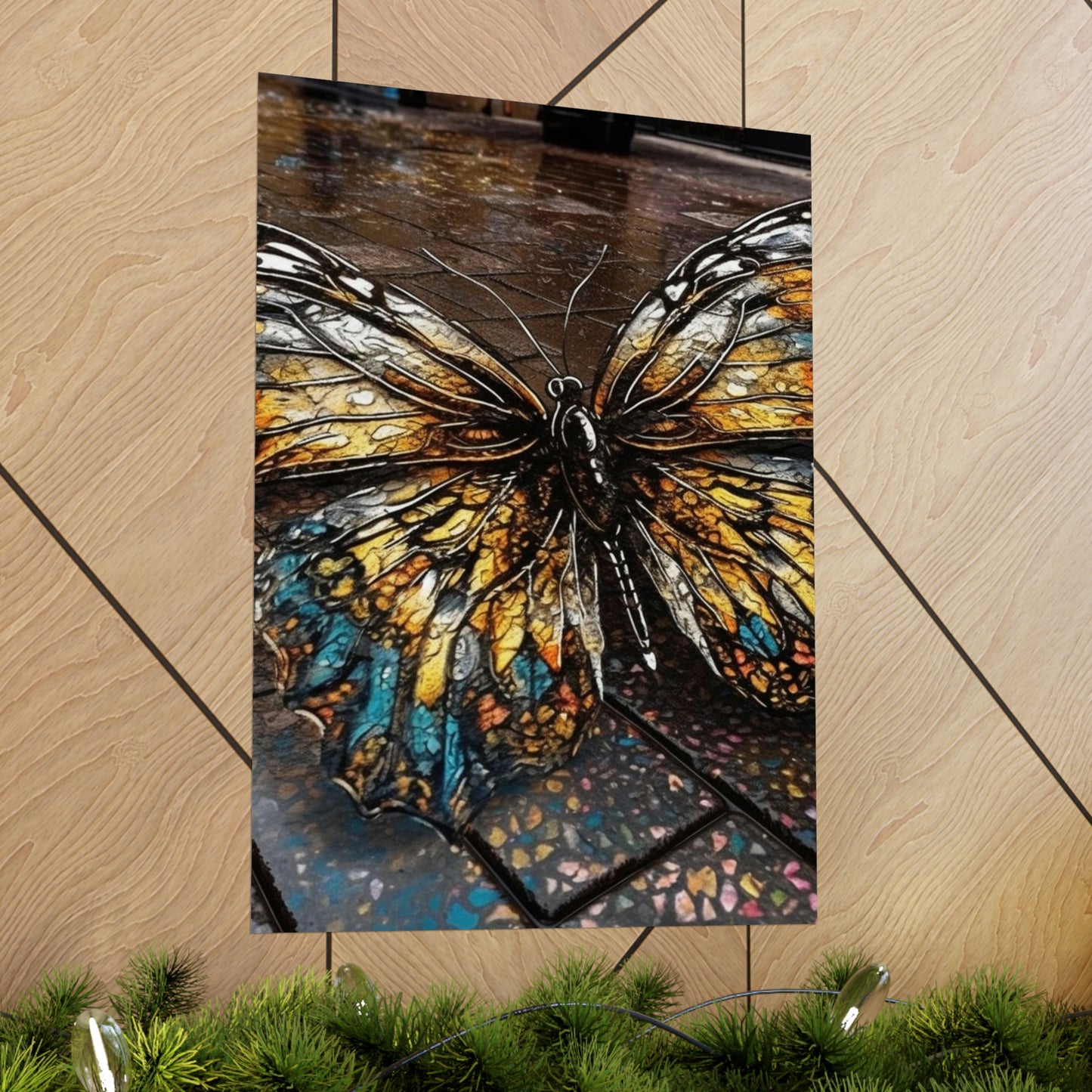 Premium Matte Vertical Posters Water Butterfly Street 1