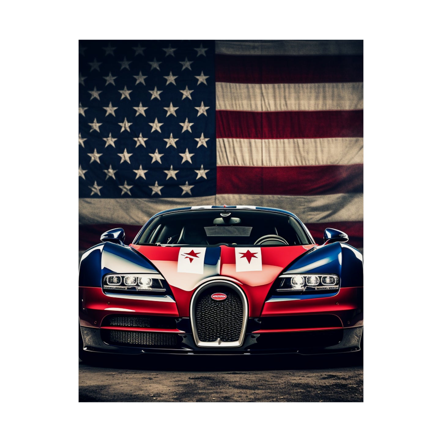 Premium Matte Vertical Posters Bugatti American Flag 3