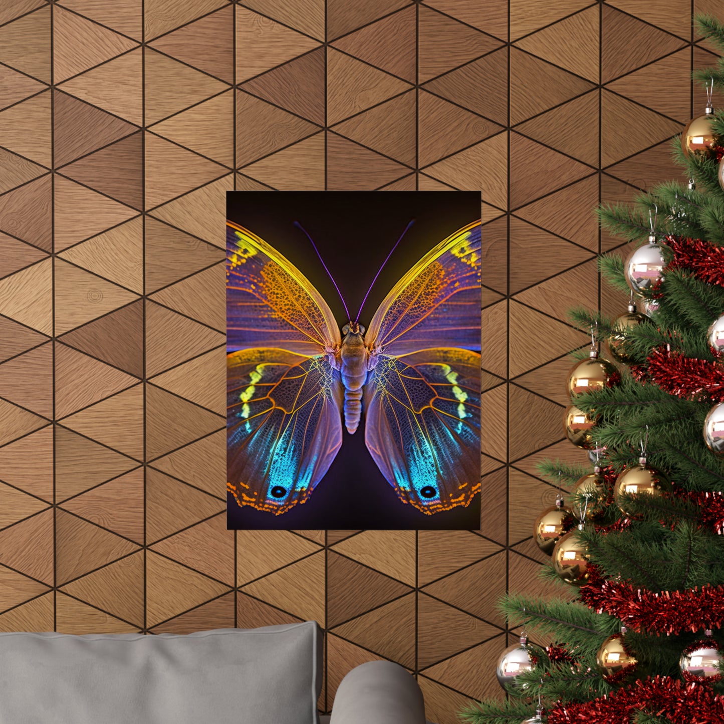 Premium Matte Vertical Posters Neon Butterfly Flair 2