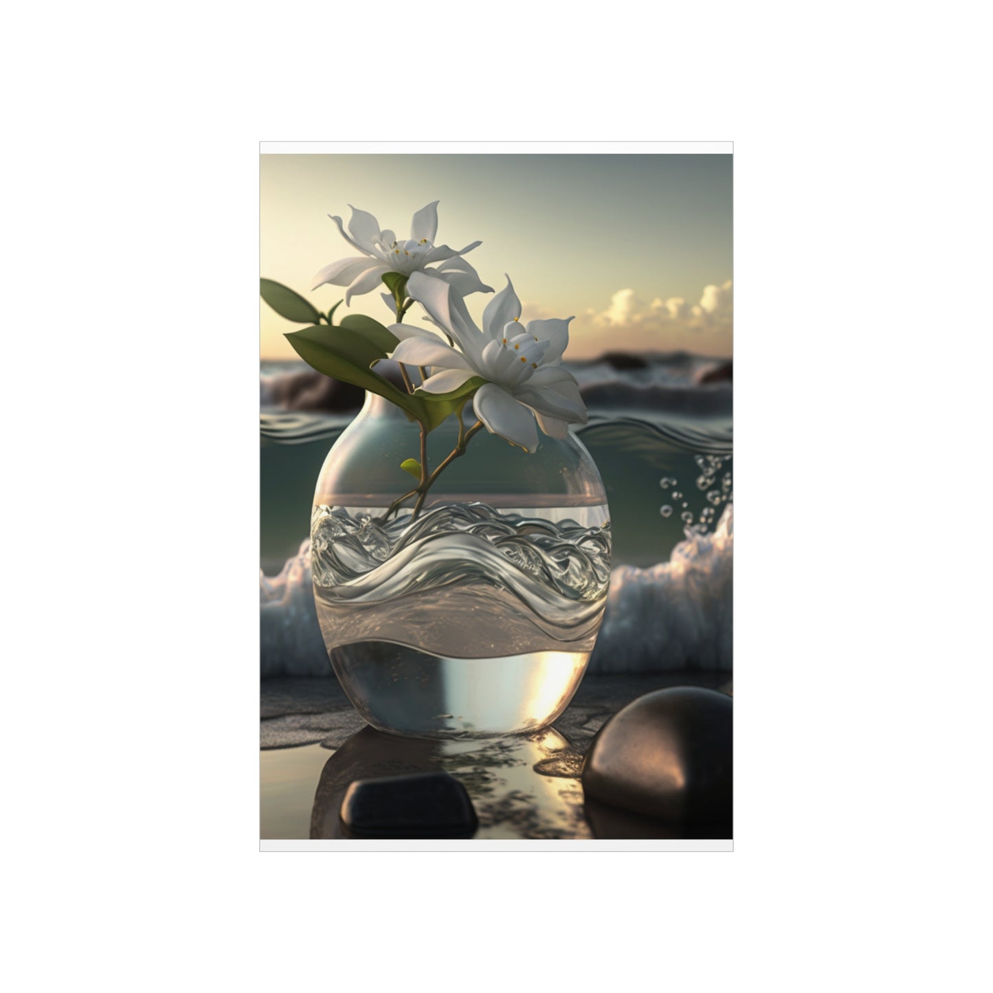 Premium Matte Vertical Posters Jasmine glass vase 2