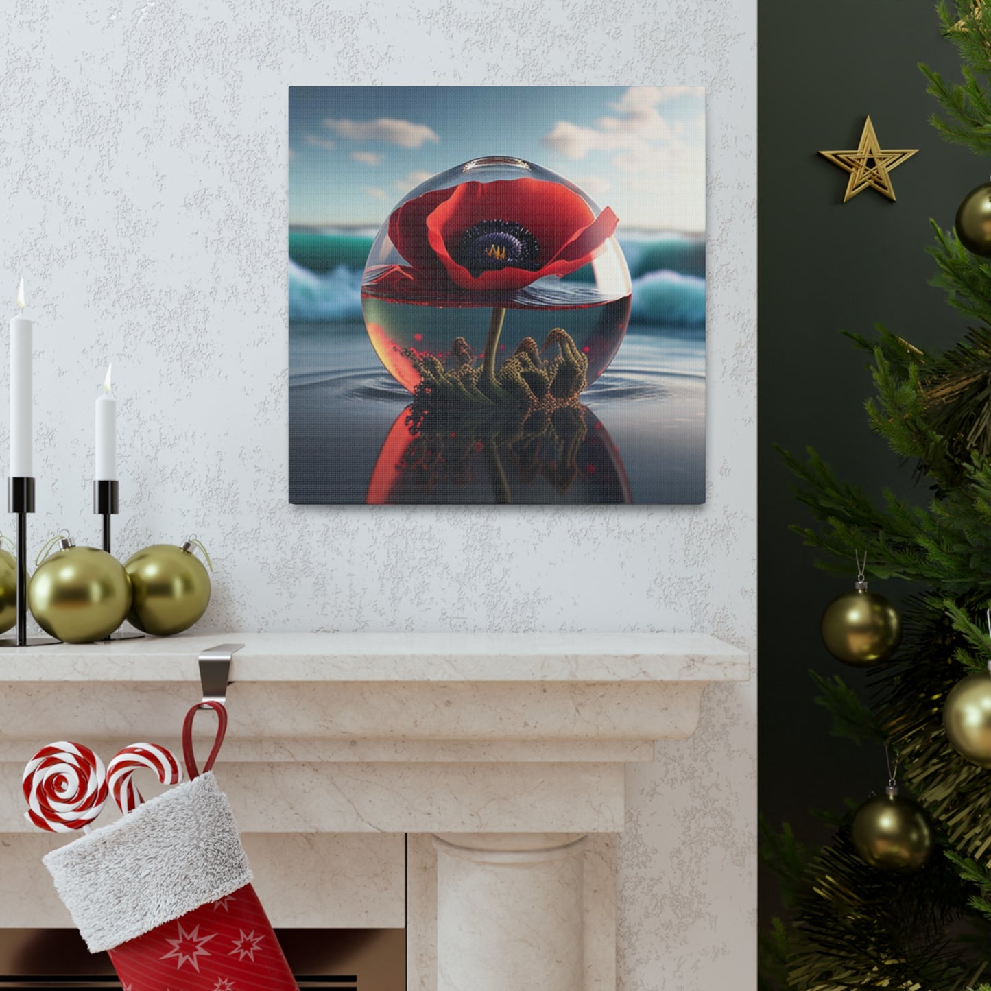 Canvas Gallery Wraps Red Anemone in a Vase 4