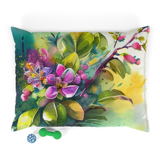 Pet Bed Mother Nature Bright Spring Colors Realistic Watercolor 1