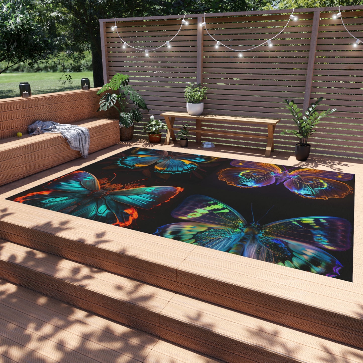 Outdoor Rug  Neon Butterfly Flair 5