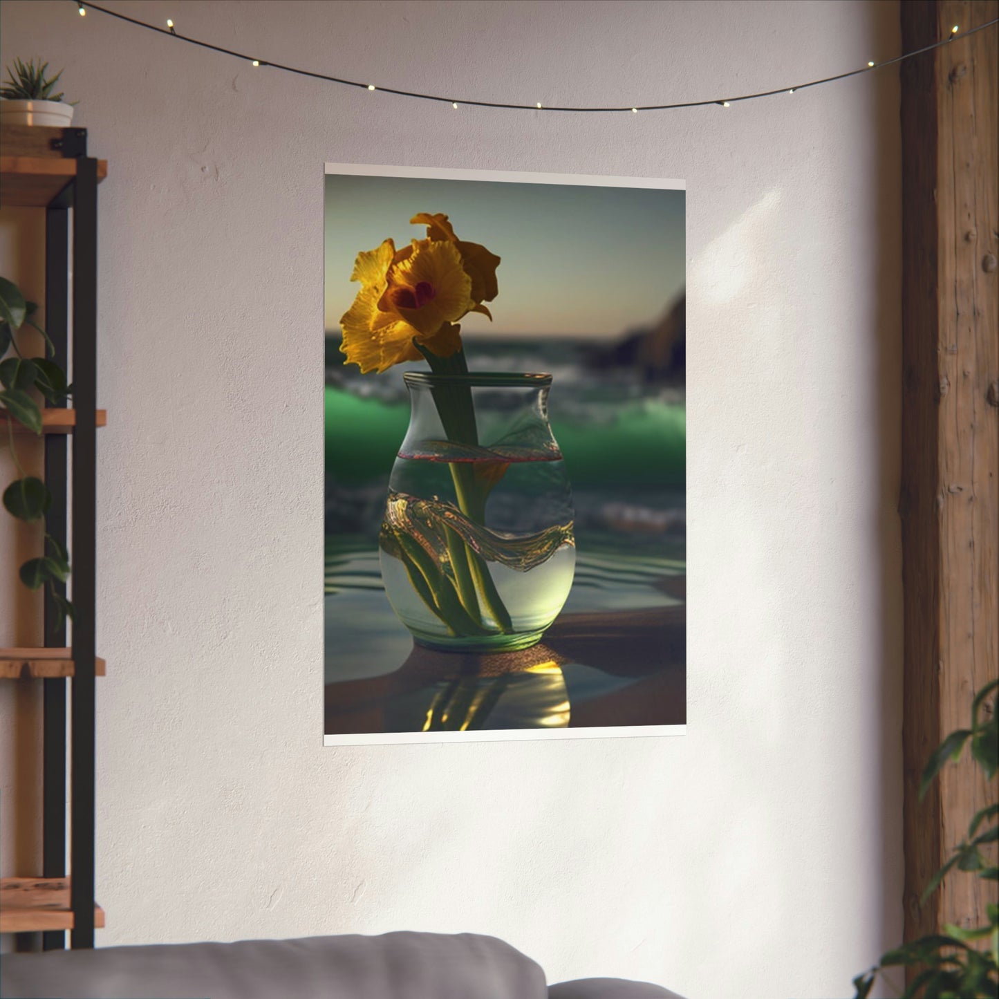 Premium Matte Vertical Posters Yellow Gladiolus glass 1