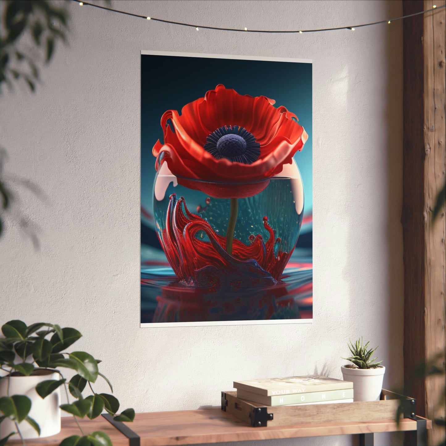 Premium Matte Vertical Posters Red Anemone in a Vase 2