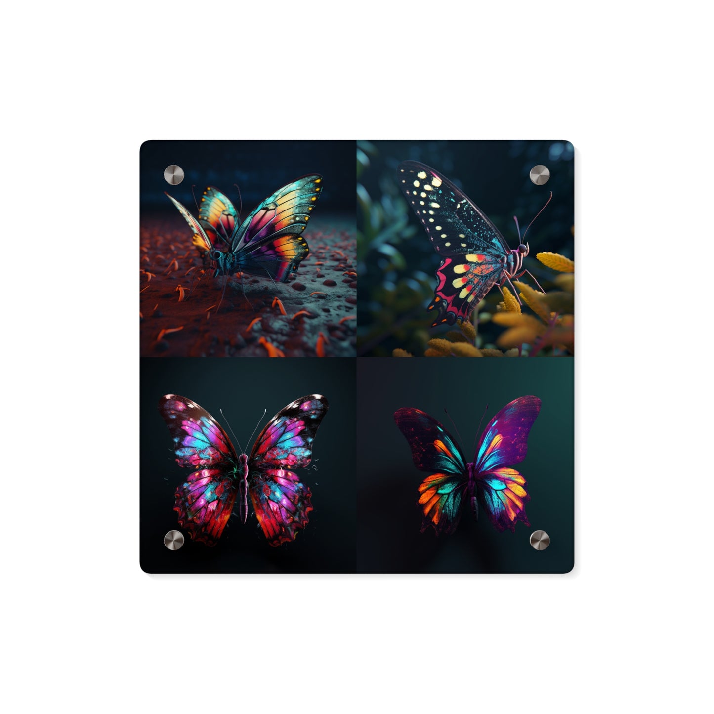 Acrylic Wall Art Panels Hyper Colorful Butterfly Macro 5