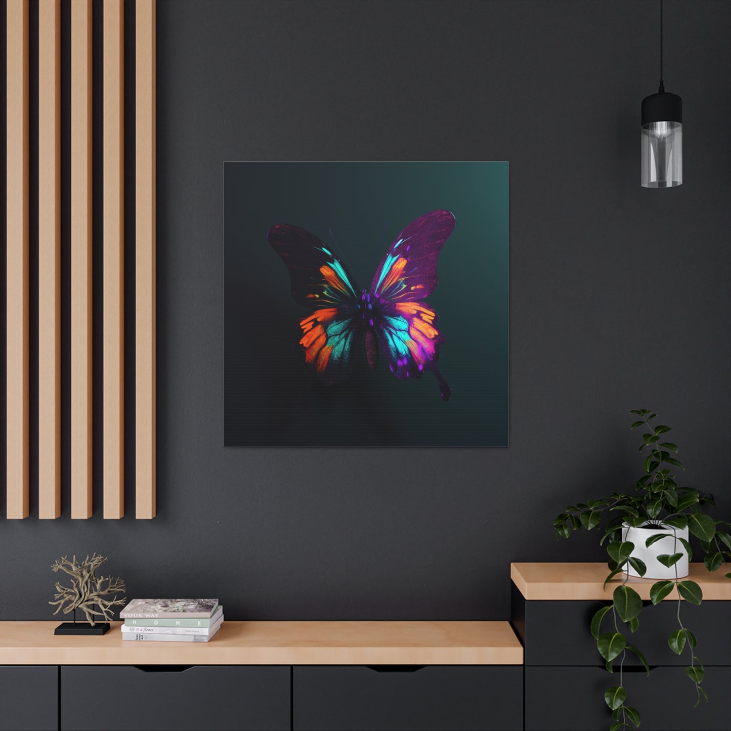 Canvas Gallery Wraps Hyper Colorful Butterfly Purple 4