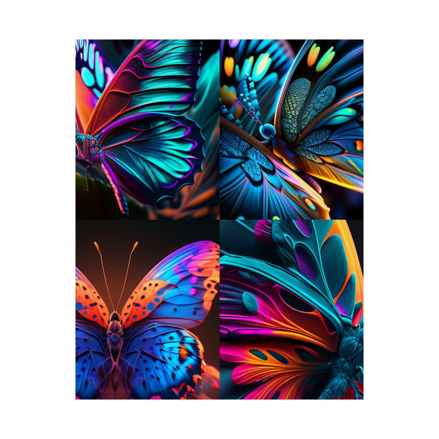 Premium Matte Vertical Posters Neon Butterfly Macro 5