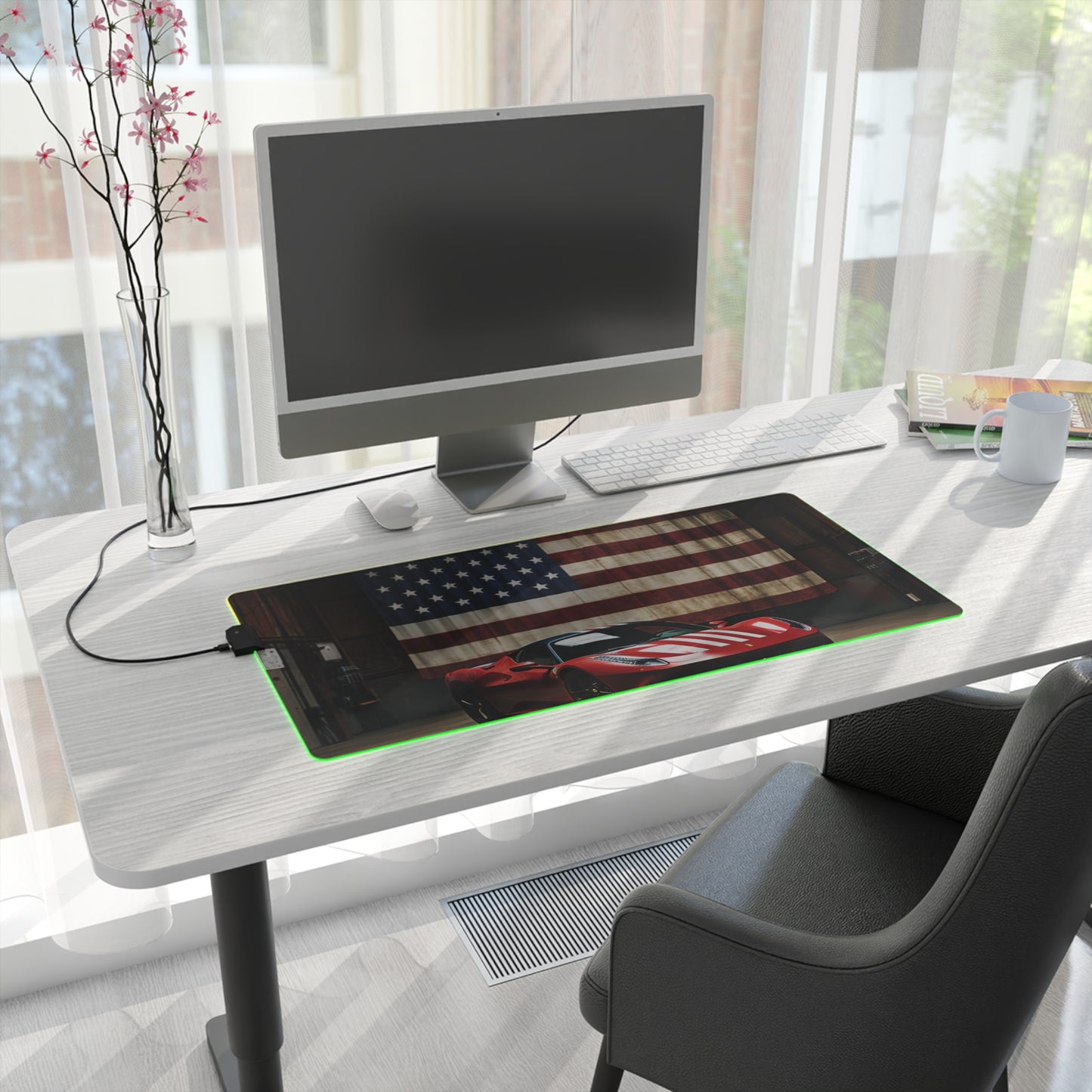 LED Gaming Mouse Pad American Flag Farrari 4