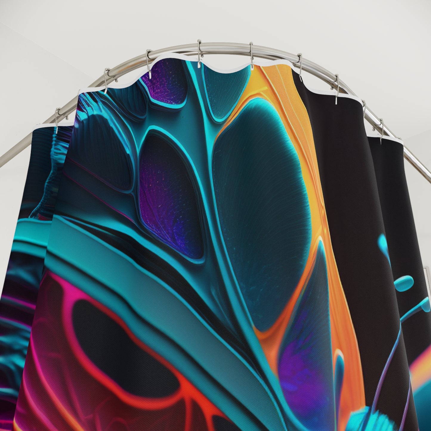 Polyester Shower Curtain Neon Butterfly Macro 4