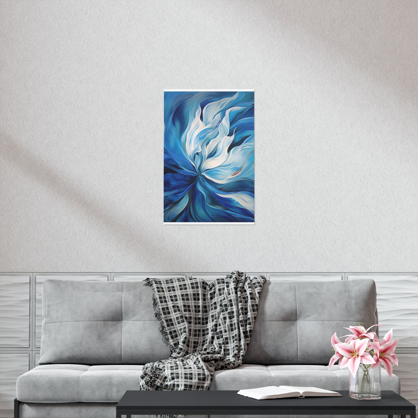 Premium Matte Vertical Posters Blue Tluip Abstract 1