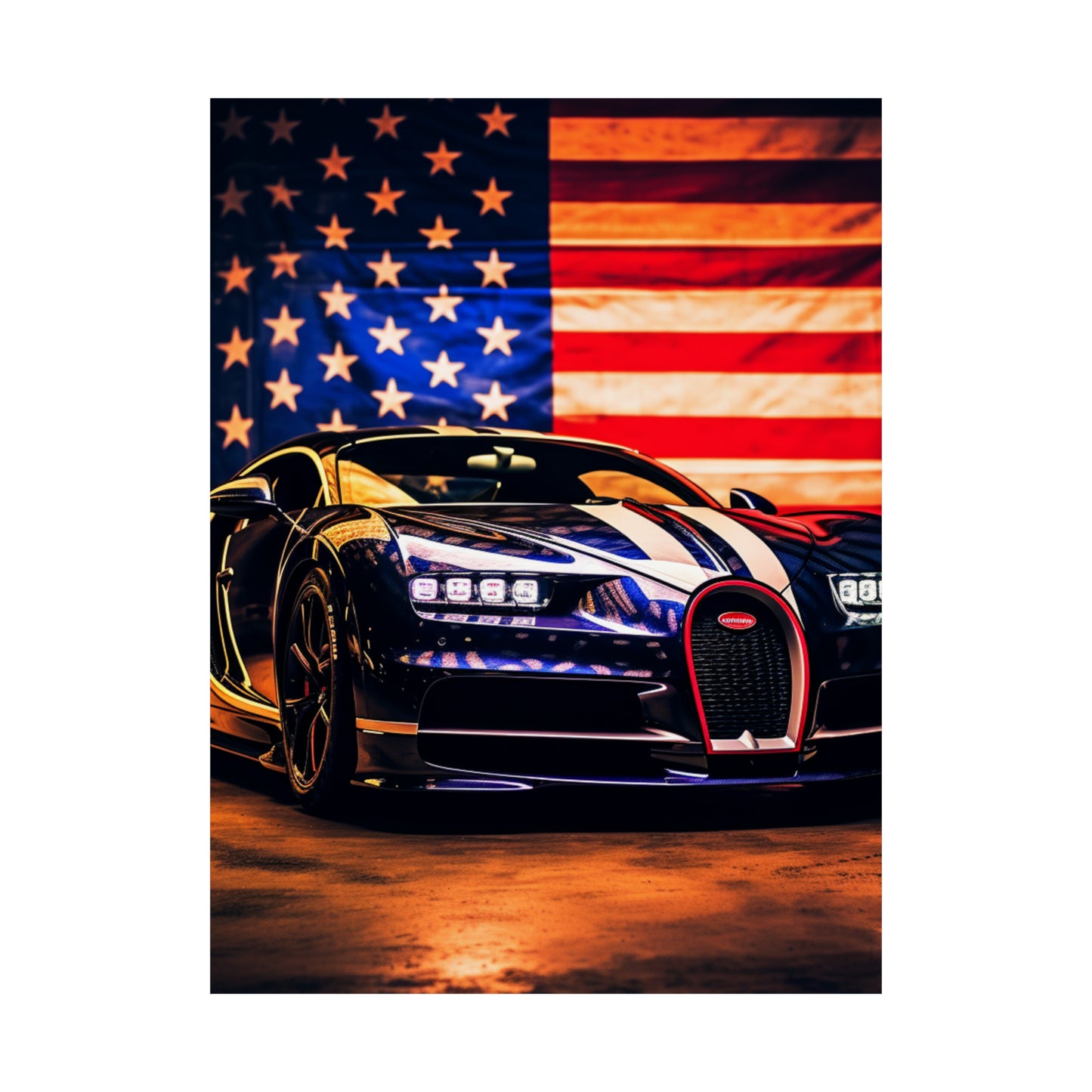 Premium Matte Vertical Posters Macro Bugatti American Flag 4