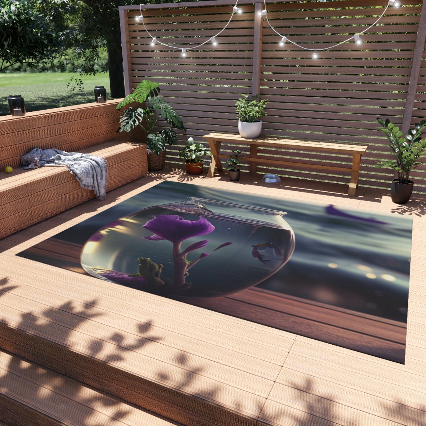 Outdoor Rug  Purple Sweet pea in a vase 1