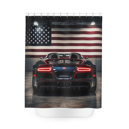 Polyester Shower Curtain American Flag Background Bugatti 4