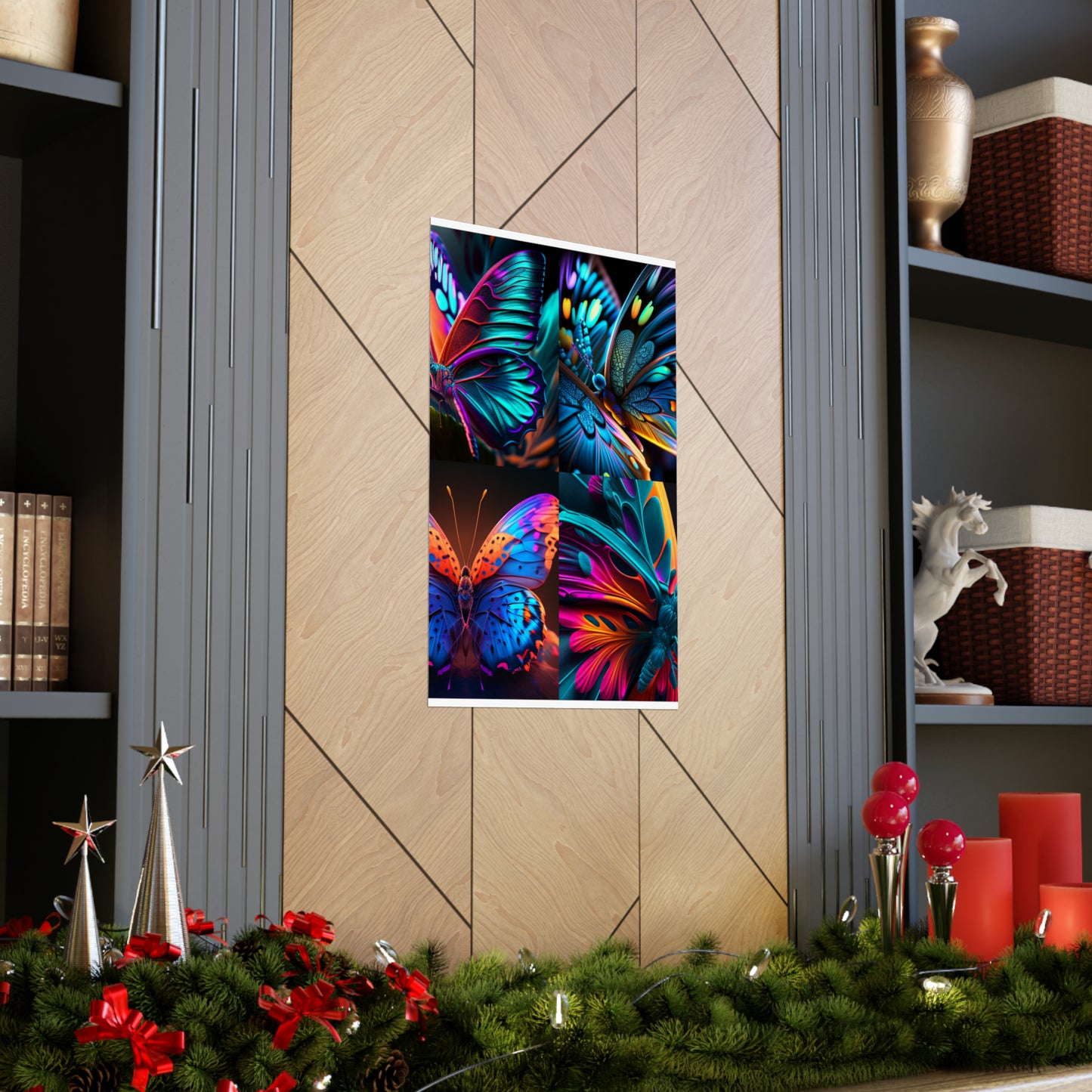 Premium Matte Vertical Posters Neon Butterfly Macro 5