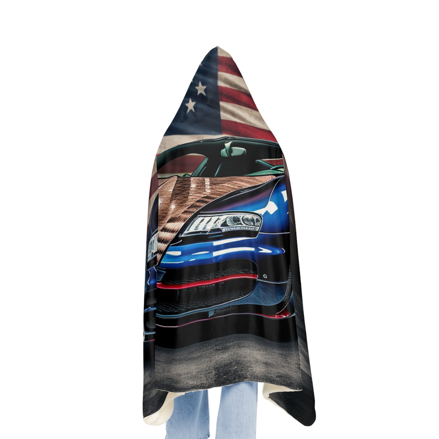 Snuggle Hooded Blanket Bugatti American Flag 4