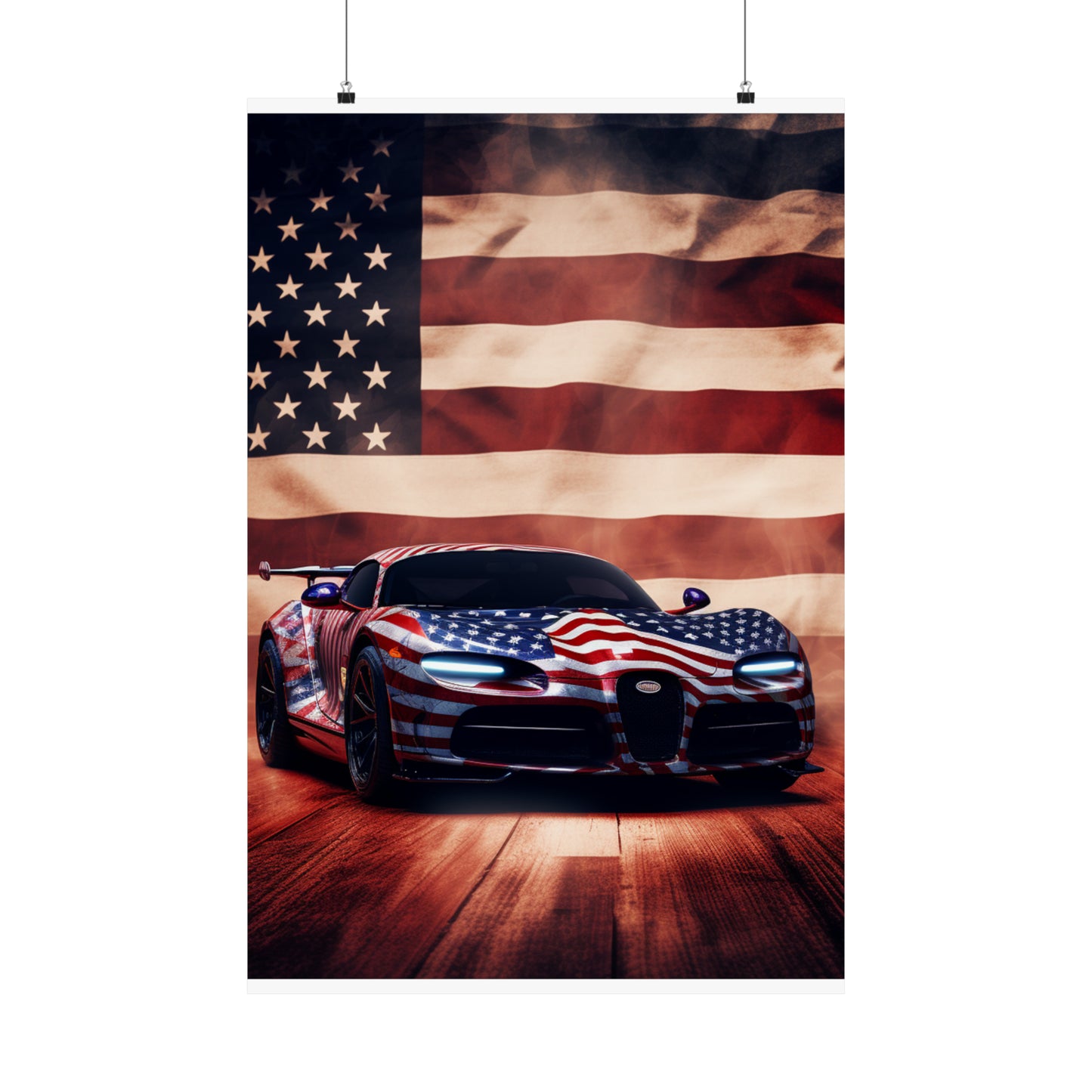 Premium Matte Vertical Posters Abstract American Flag Background Bugatti 2