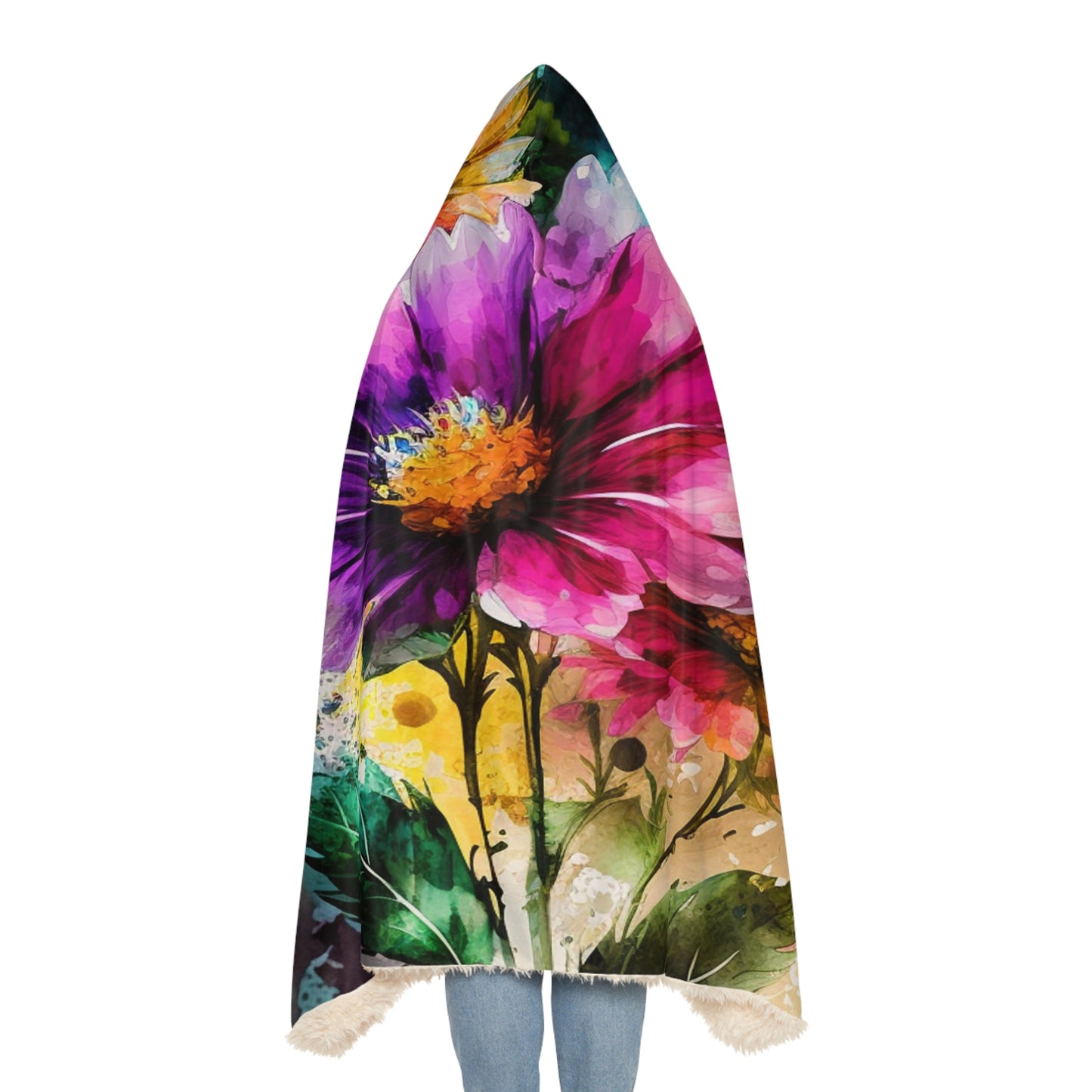 Snuggle Hooded Blanket Bright Spring Flowers 1