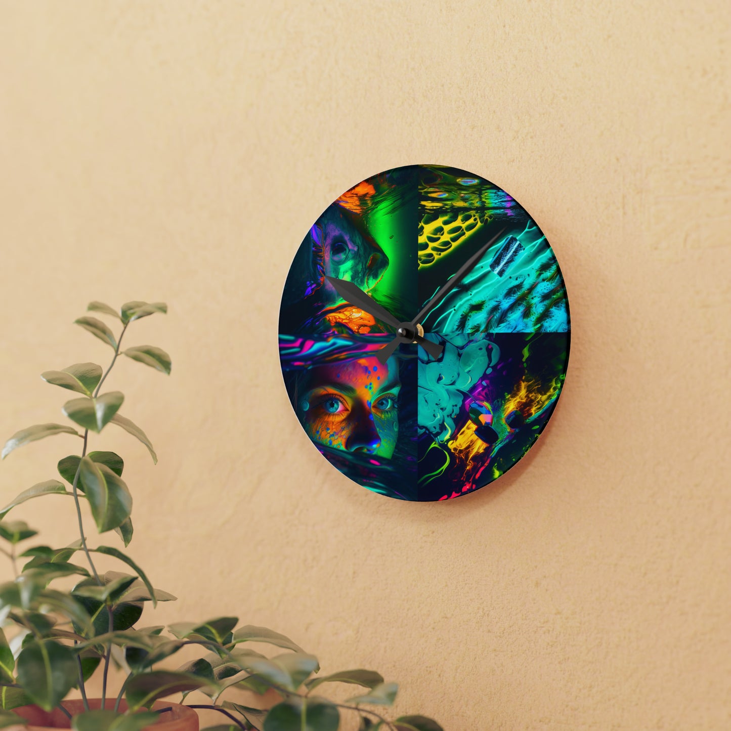 Acrylic Wall Clock Florescent Glow 5