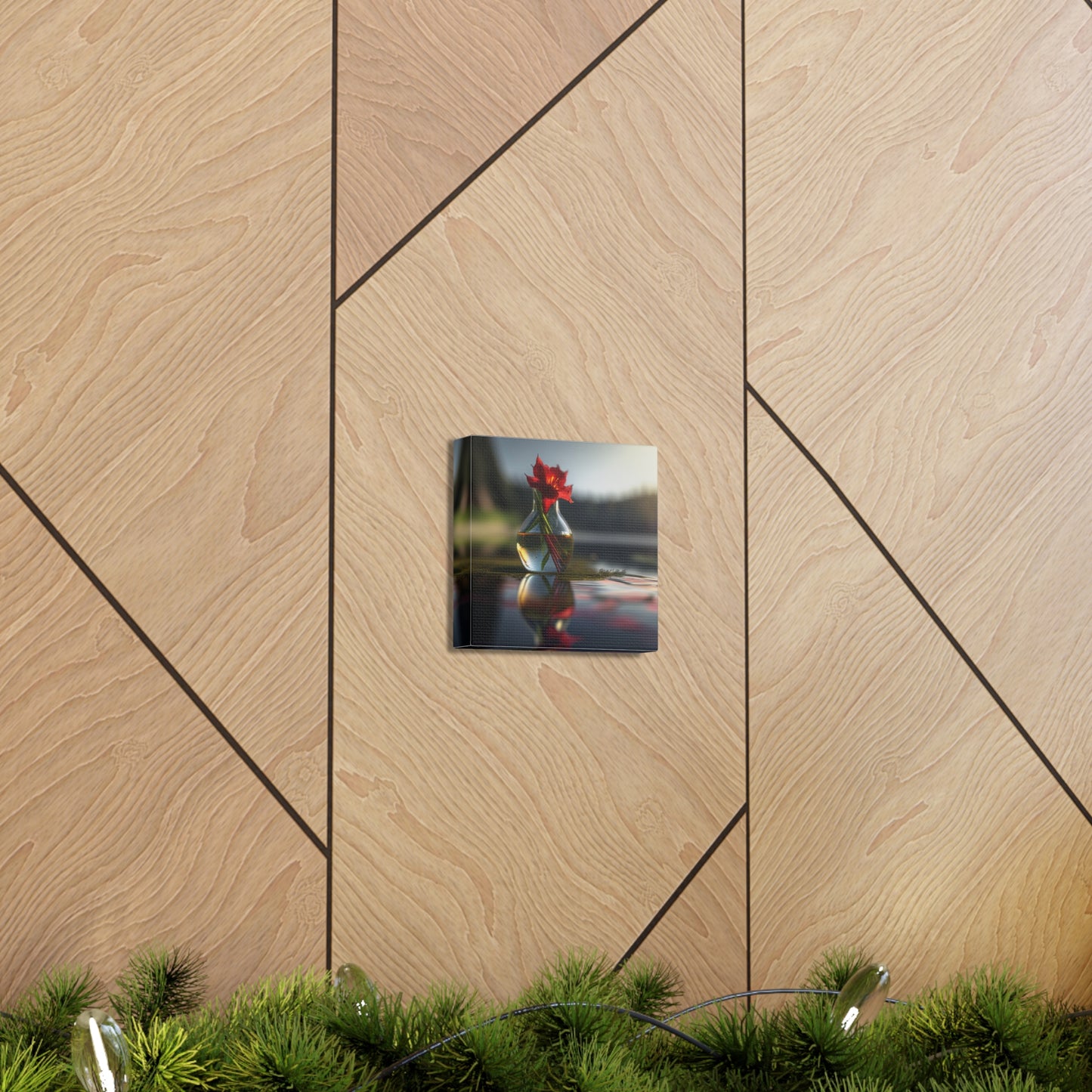 Canvas Gallery Wraps Red Lily in a Glass vase 3
