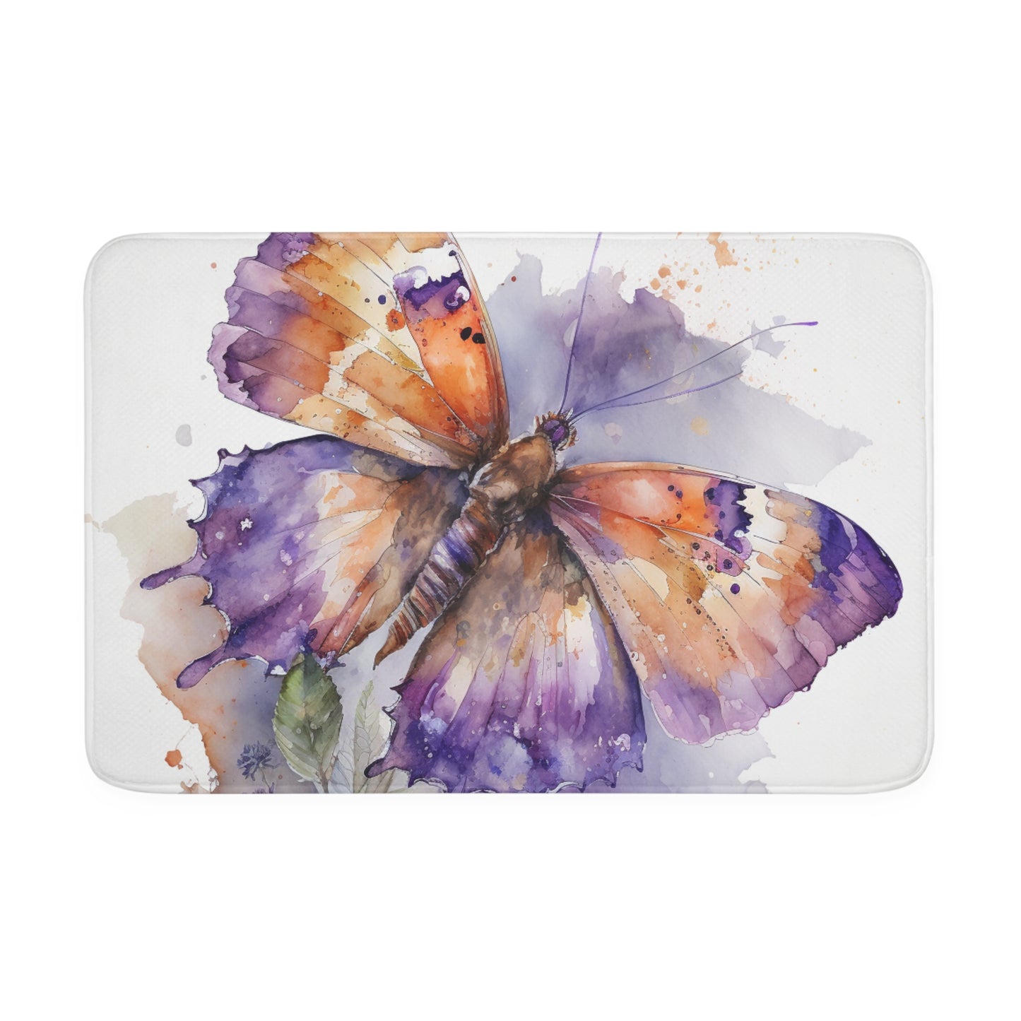 Memory Foam Bath Mat MerlinRose Watercolor Butterfly 1