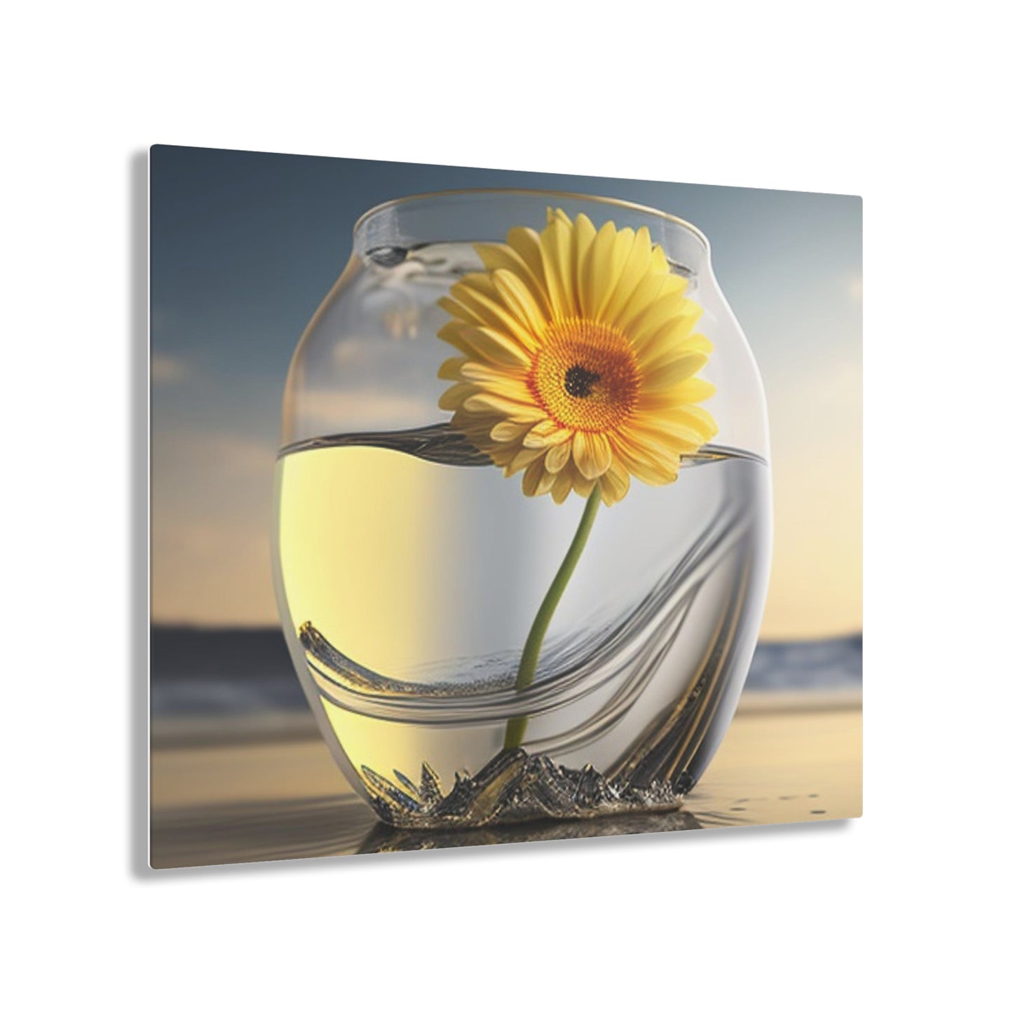 Acrylic Prints yello Gerbera glass 1