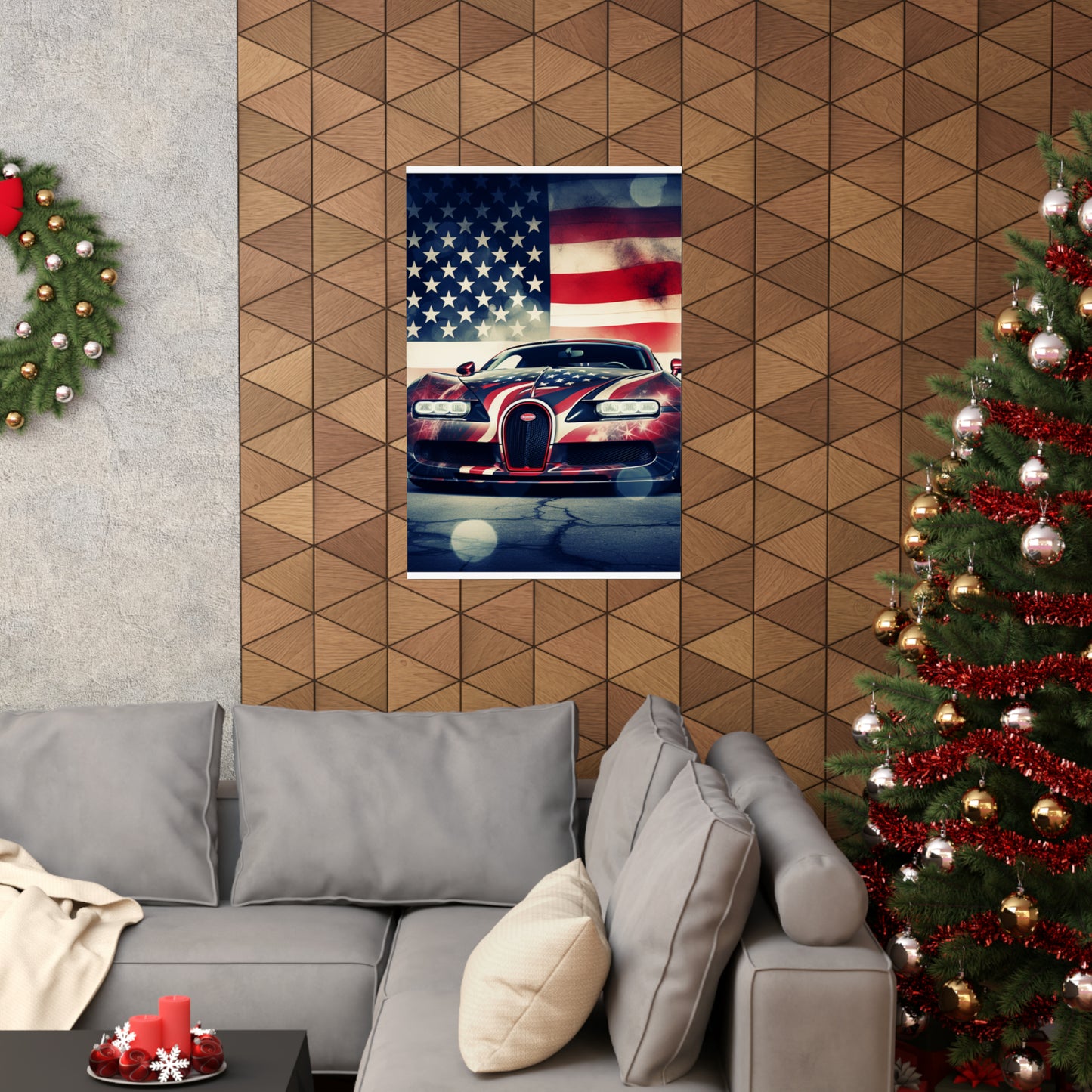 Premium Matte Vertical Posters Abstract American Flag Background Bugatti 1