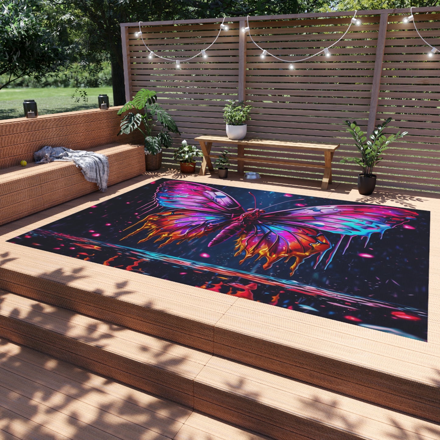 Outdoor Rug  Pink Butterfly Flair 2