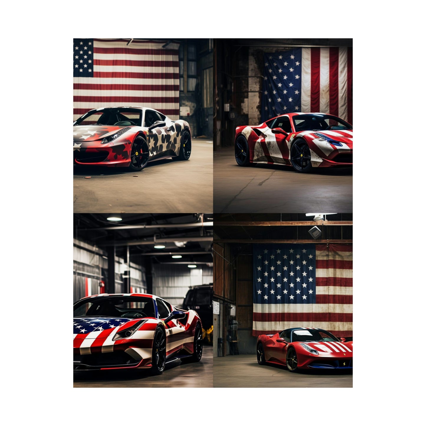 Premium Matte Vertical Posters American Flag Farrari 5