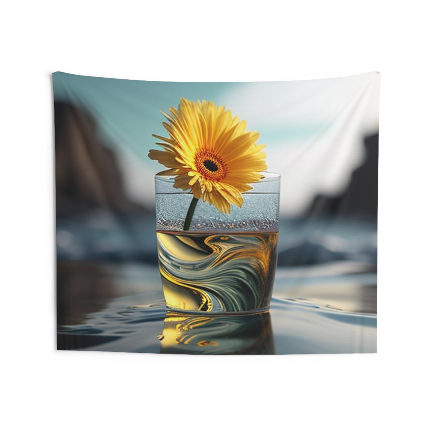 Indoor Wall Tapestries yello Gerbera glass 2