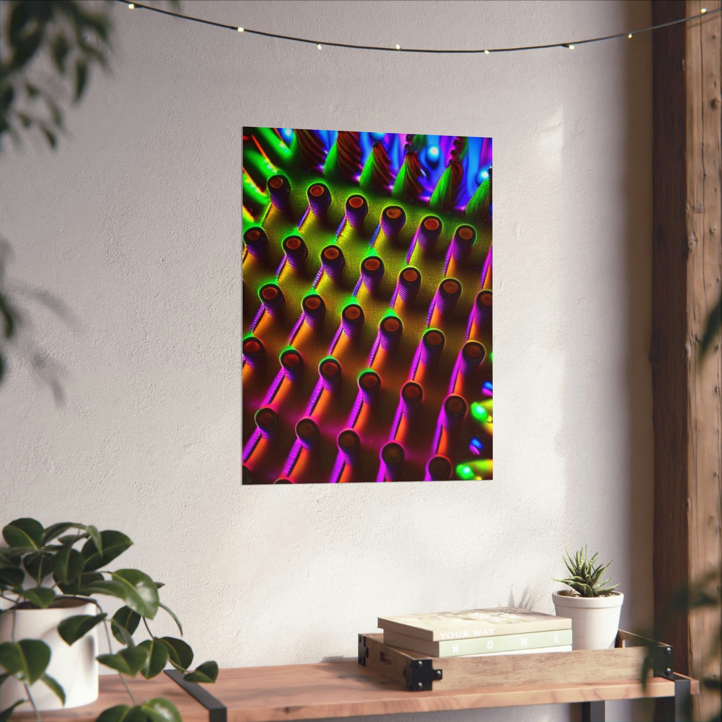 posters Macro Cactus neon square 1