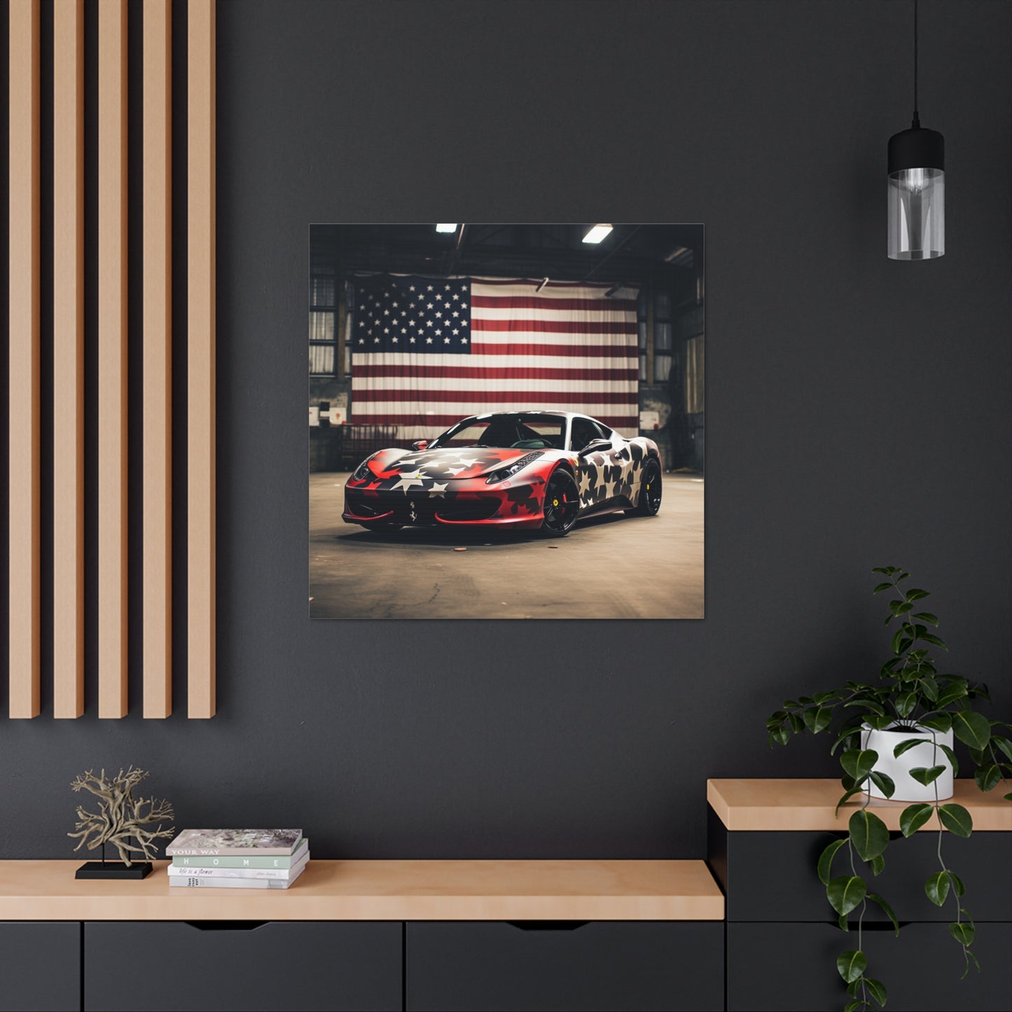 Canvas Gallery Wraps American Flag Farrari 1