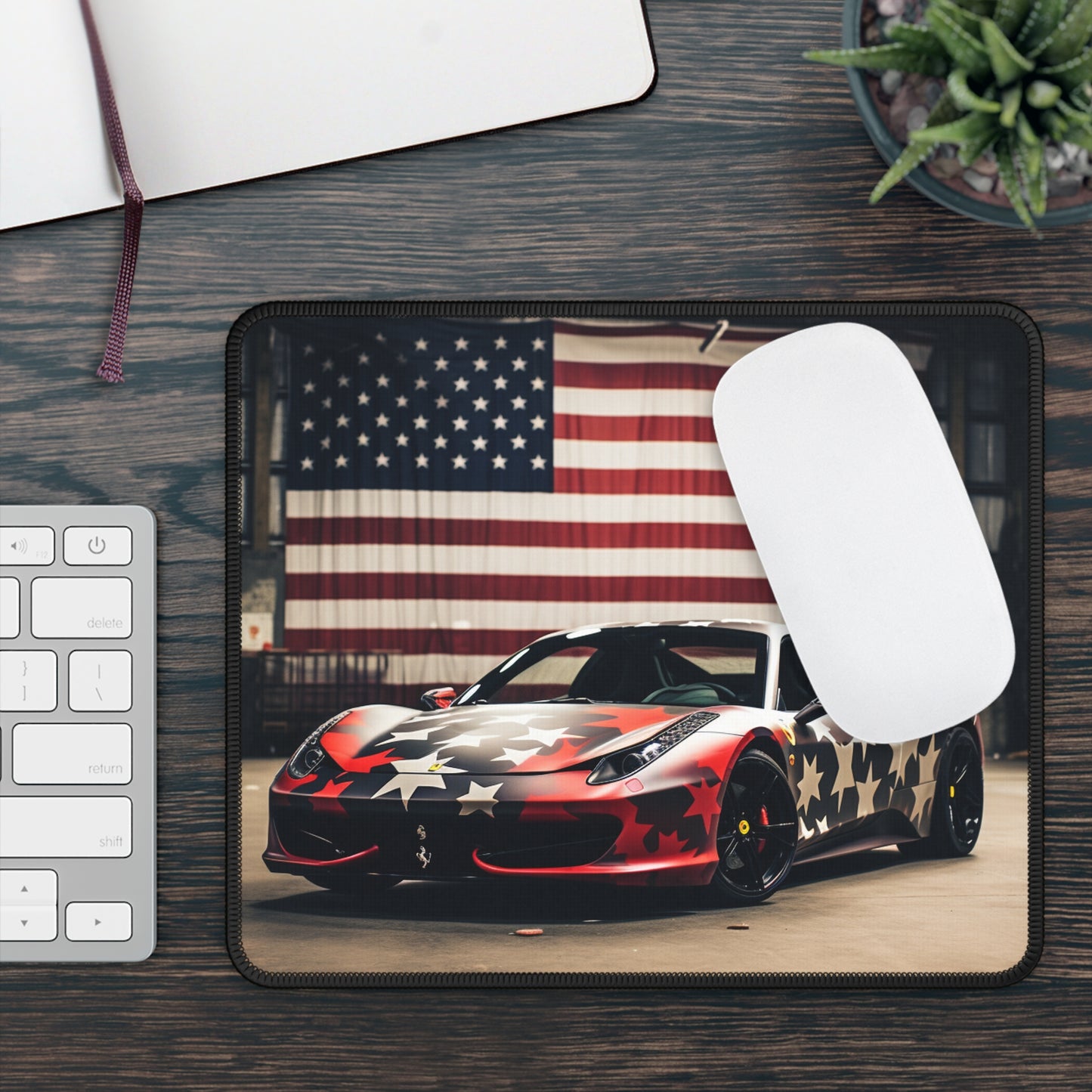 Gaming Mouse Pad  American Flag Farrari 1