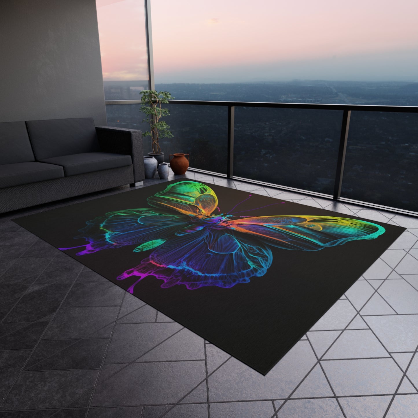 Outdoor Rug  Raw Hyper Color Butterfly 3