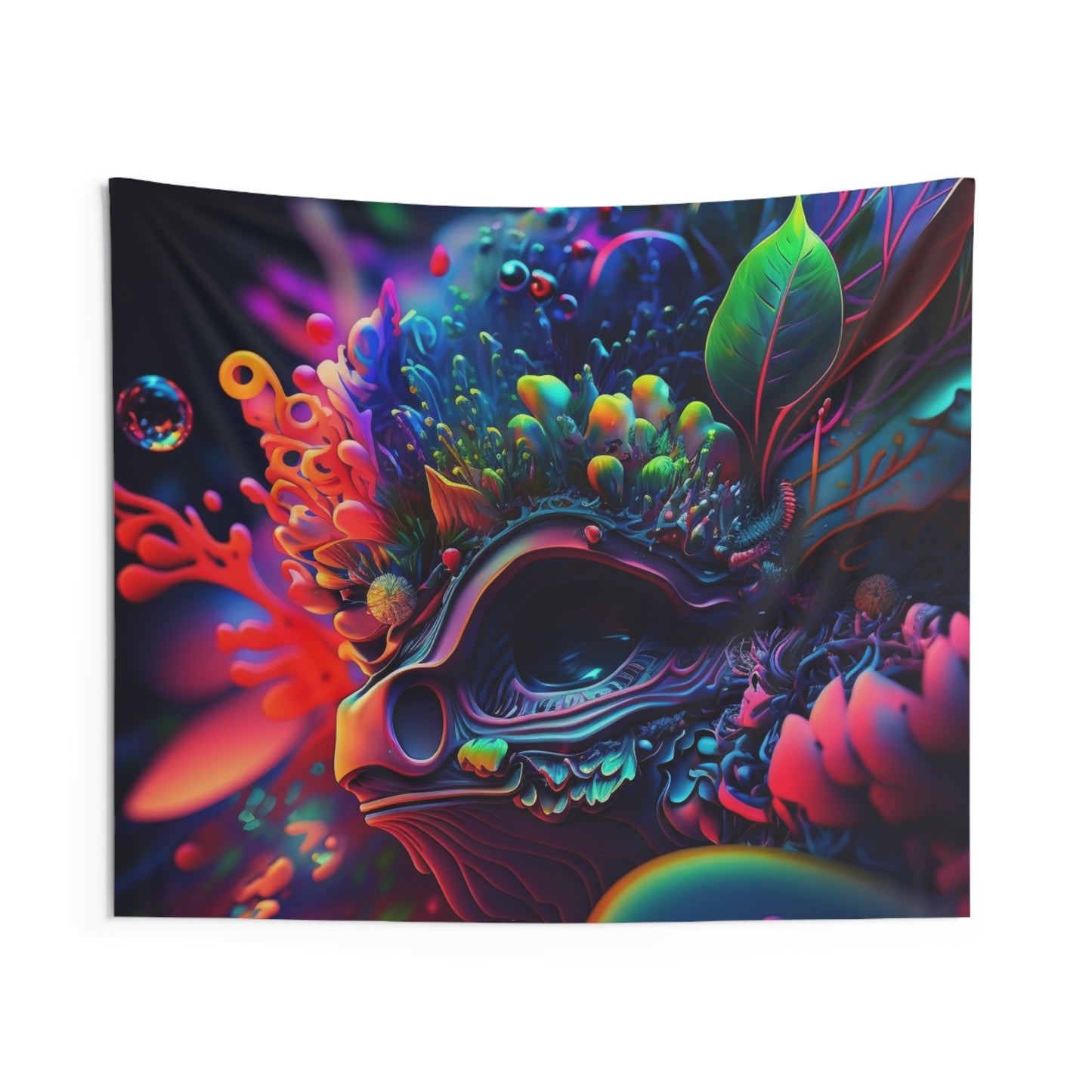 Indoor Wall Tapestries Florescent Skull Death 2