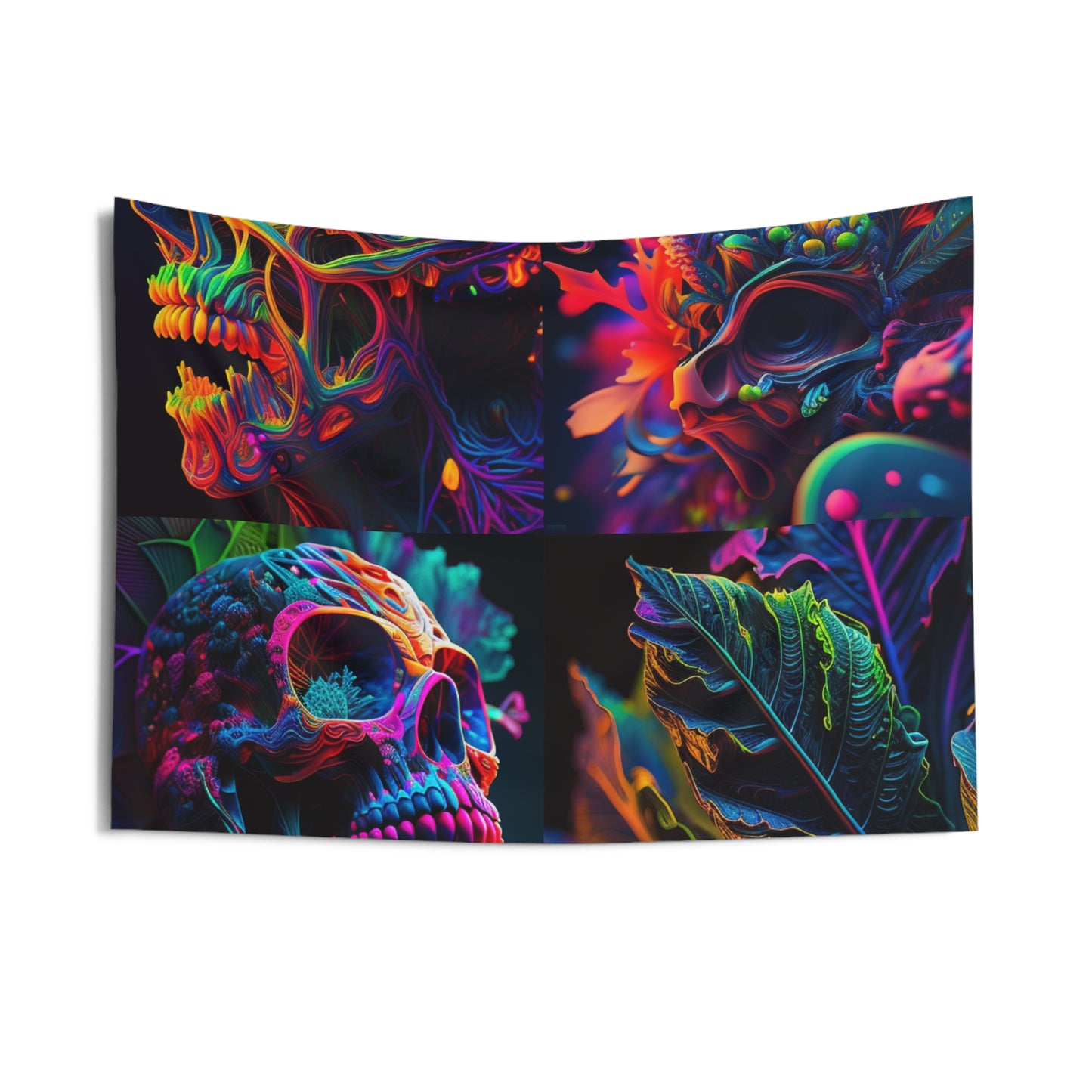 Indoor Wall Tapestries Florescent Skull Death 5